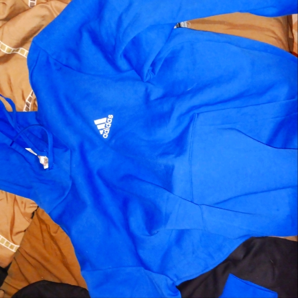Blue Adidas pull over hoodie